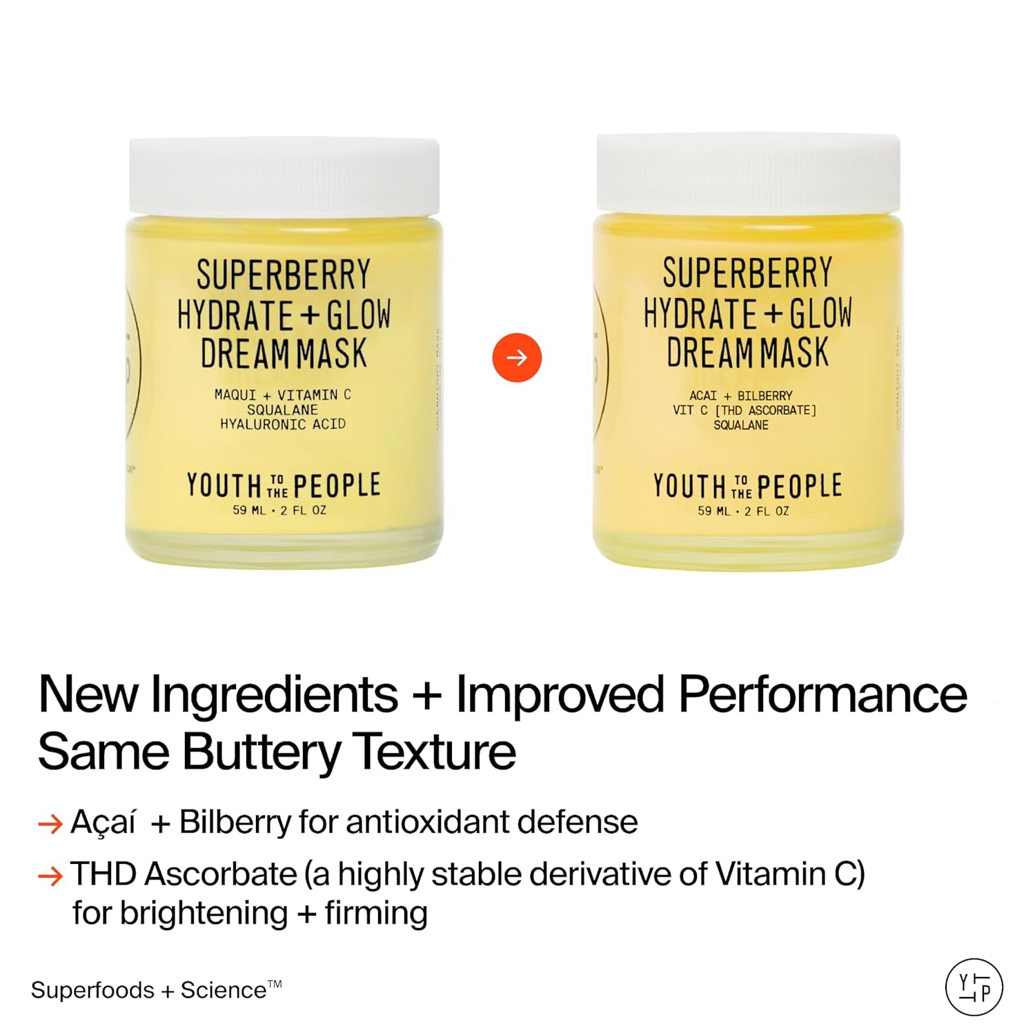 Superberry Hydrate + Glow Dream Mask - Hyaluronic Acid, Squalane, Vitamin C, Face Moisturizer + Overnight Facial, Non-Greasy, Plumps, Brightens, Evens Tone, for Dry + Dull Skin