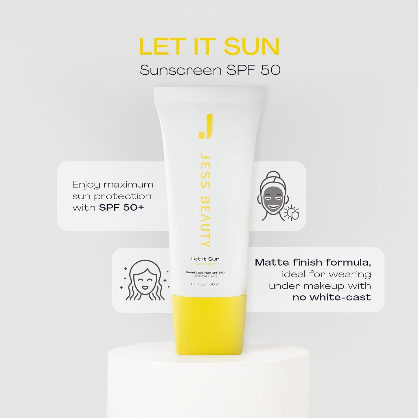 | Let It Sun 50+ Sunscreen Green Tea & Aloe Extract | Skincare Sun Protection 1.7 Fl Oz