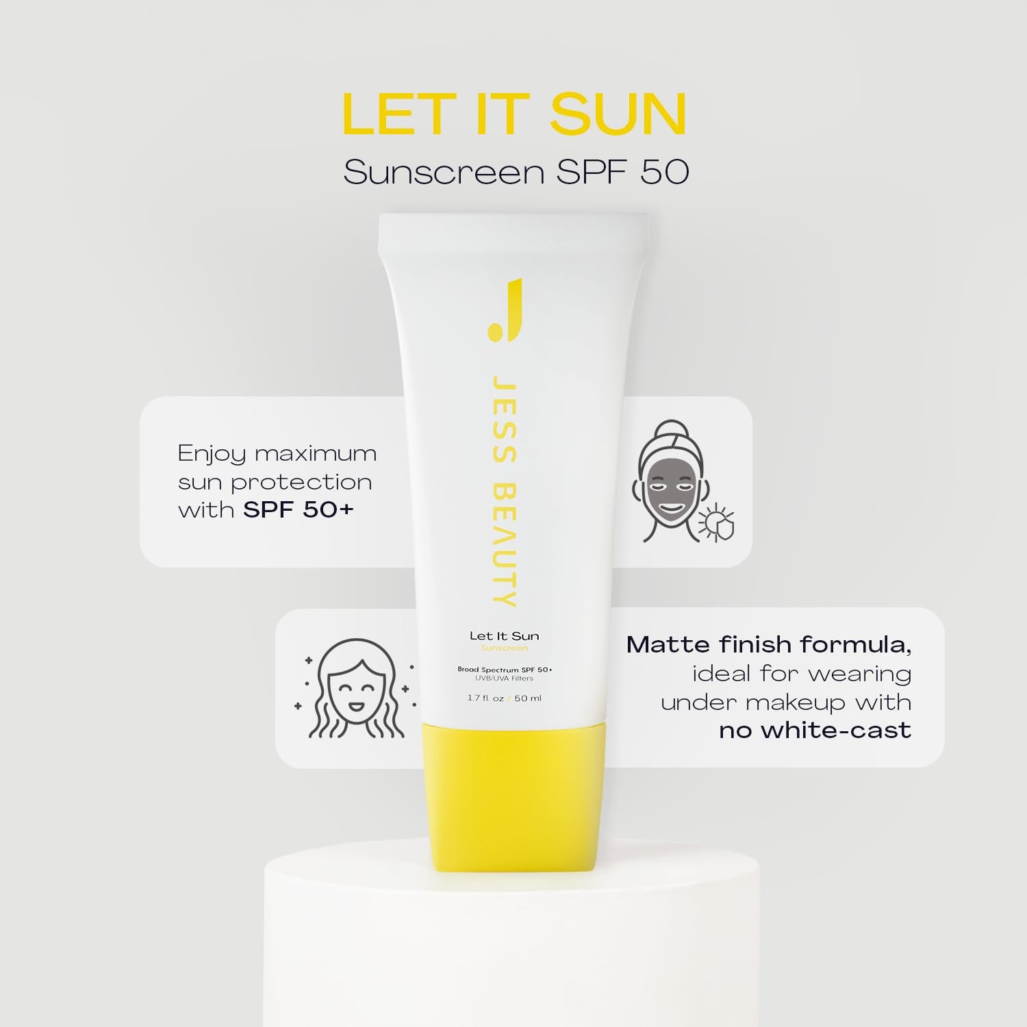 | Let It Sun 50+ Sunscreen Green Tea & Aloe Extract | Skincare Sun Protection 1.7 Fl Oz