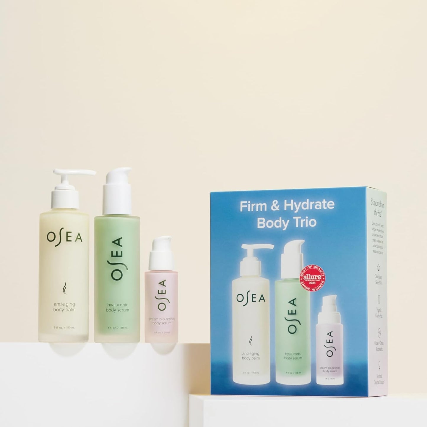 Firm & Hydrate Body Trio – Firming & Hydrating Gift Set with Anti-Aging Balm, Hyaluronic Serum & Travel Size Dream Bio-Retinol Serum