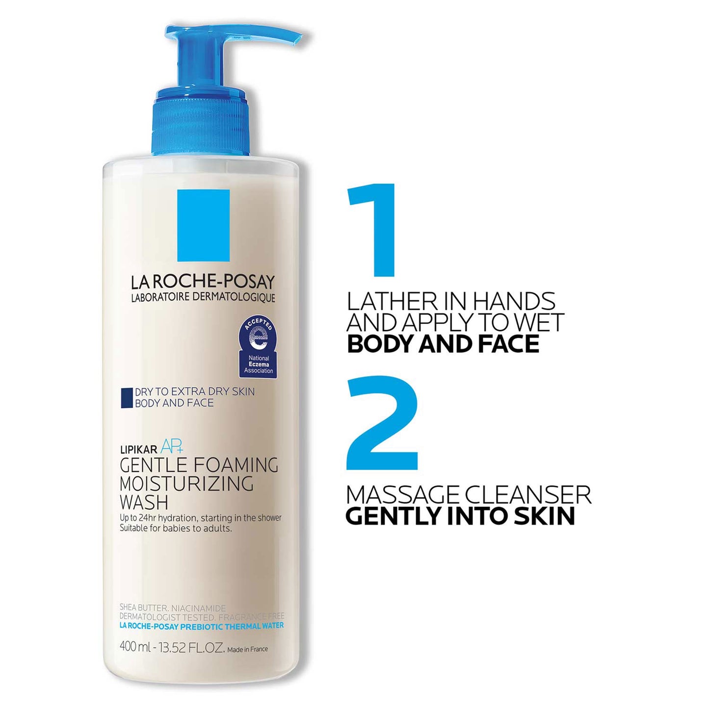 Lipikar AP+ Moisturizing Body & Face Wash, 3.38 Fl Oz