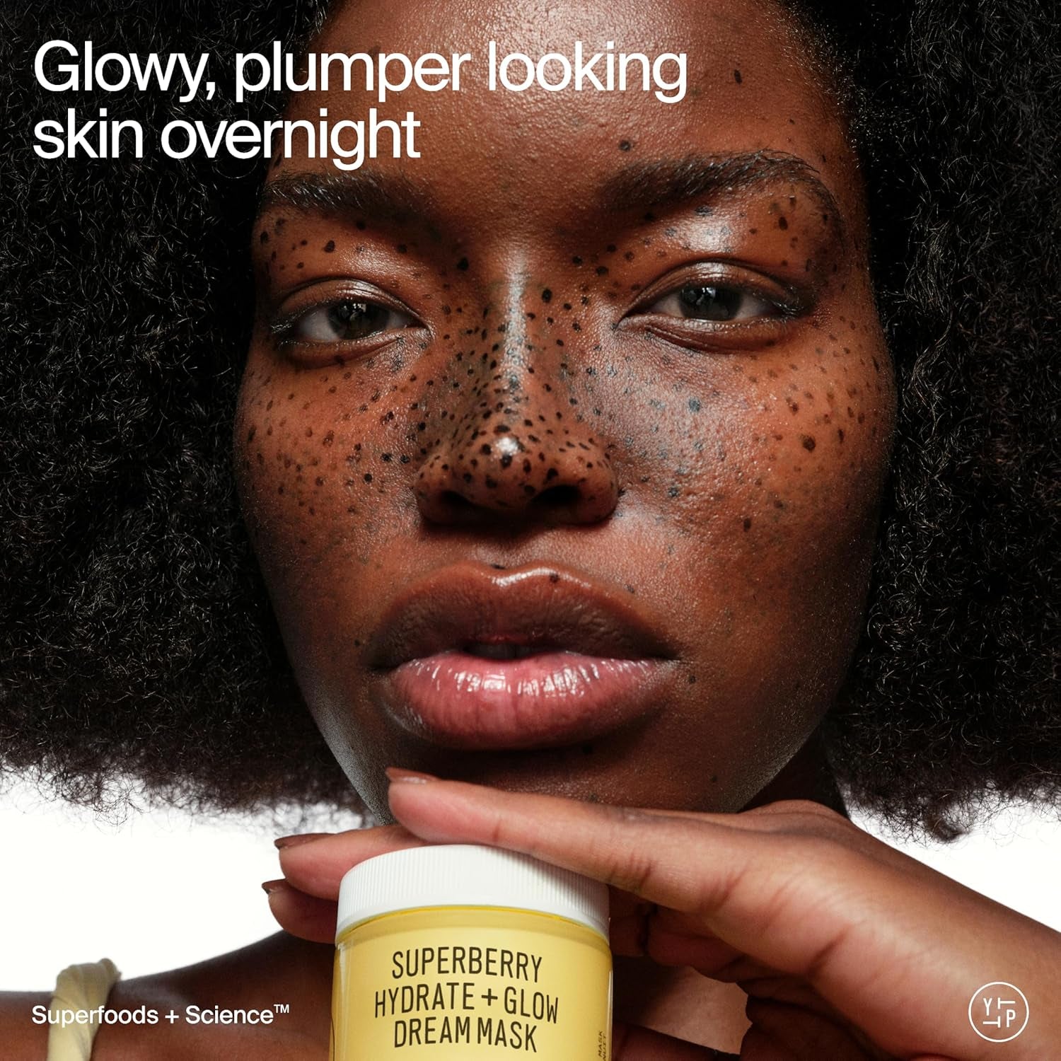 Superberry Hydrate + Glow Dream Mask - Hyaluronic Acid, Squalane, Vitamin C, Face Moisturizer + Overnight Facial, Non-Greasy, Plumps, Brightens, Evens Tone, for Dry + Dull Skin