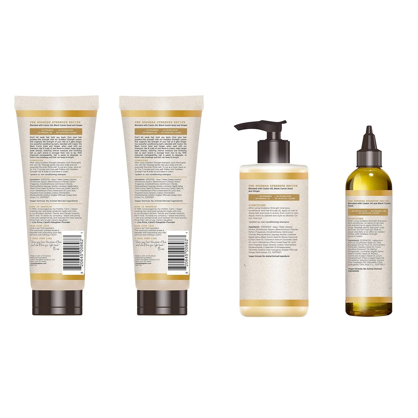 Goddess Strong Bundle: Hair Care Kit with Shampoo, Conditioner, Leave-In Treatment and Scalp Oil, 4 Items