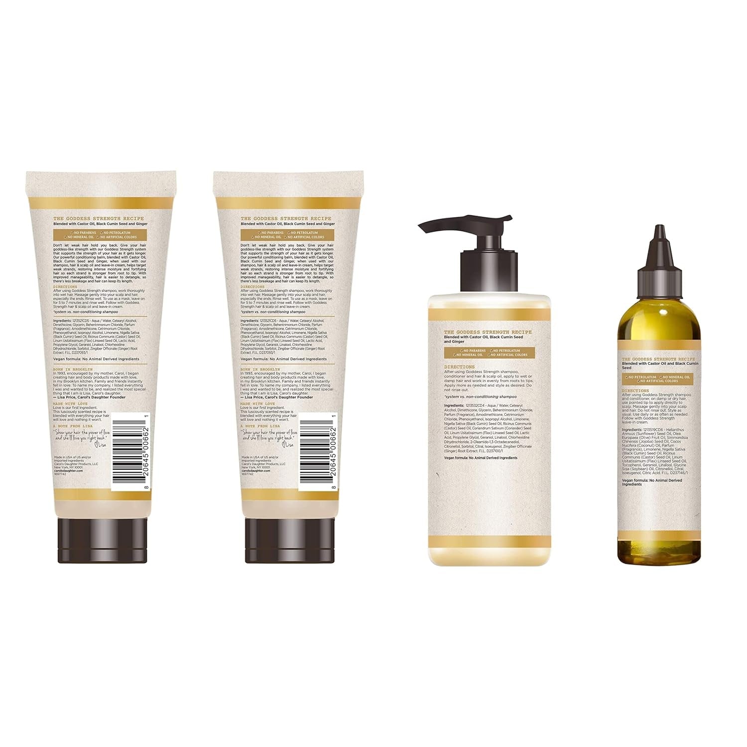 Goddess Strong Bundle: Hair Care Kit with Shampoo, Conditioner, Leave-In Treatment and Scalp Oil, 4 Items