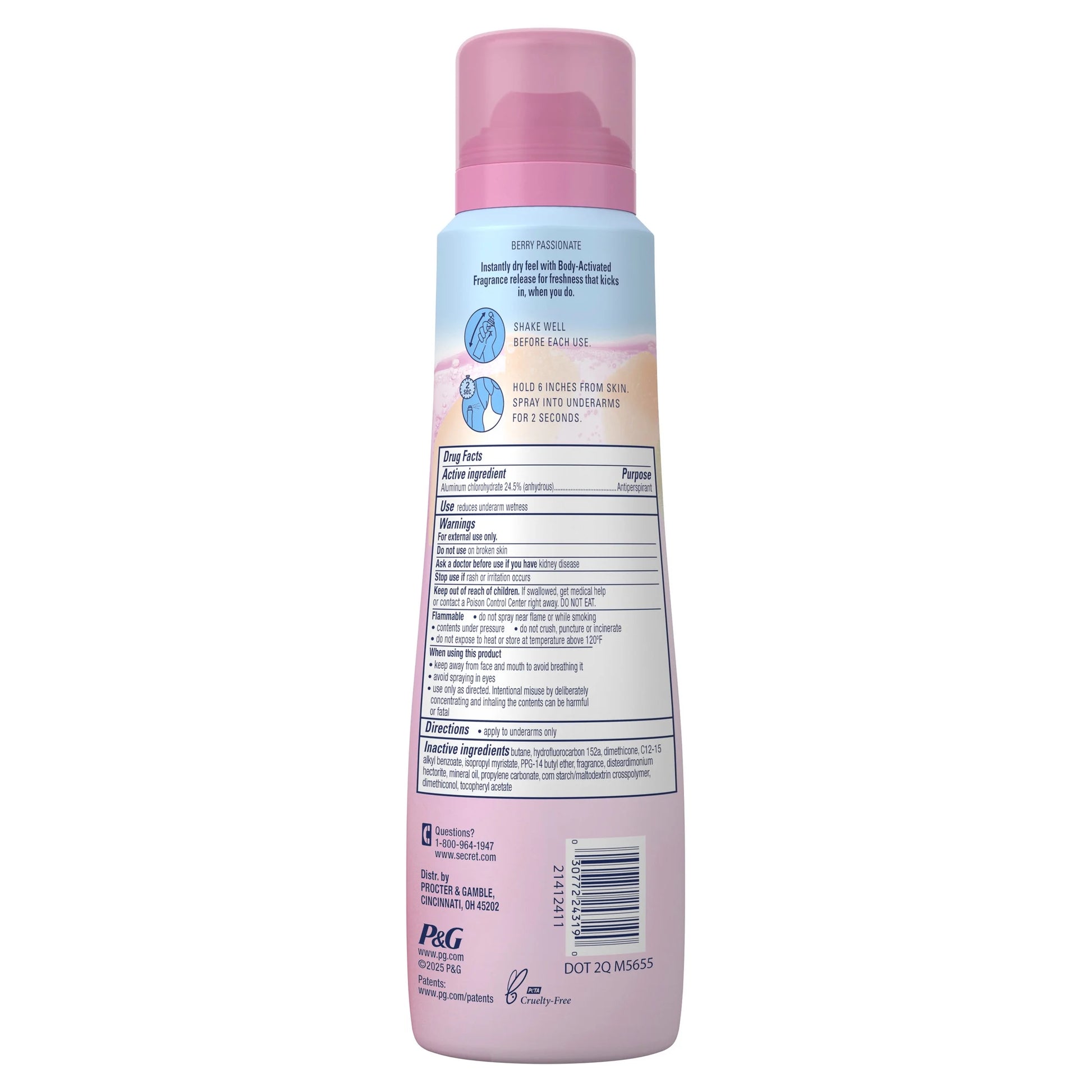 Dry Spray Antiperspirant Deodorant for Women, Berry Passionate, 4.1Oz