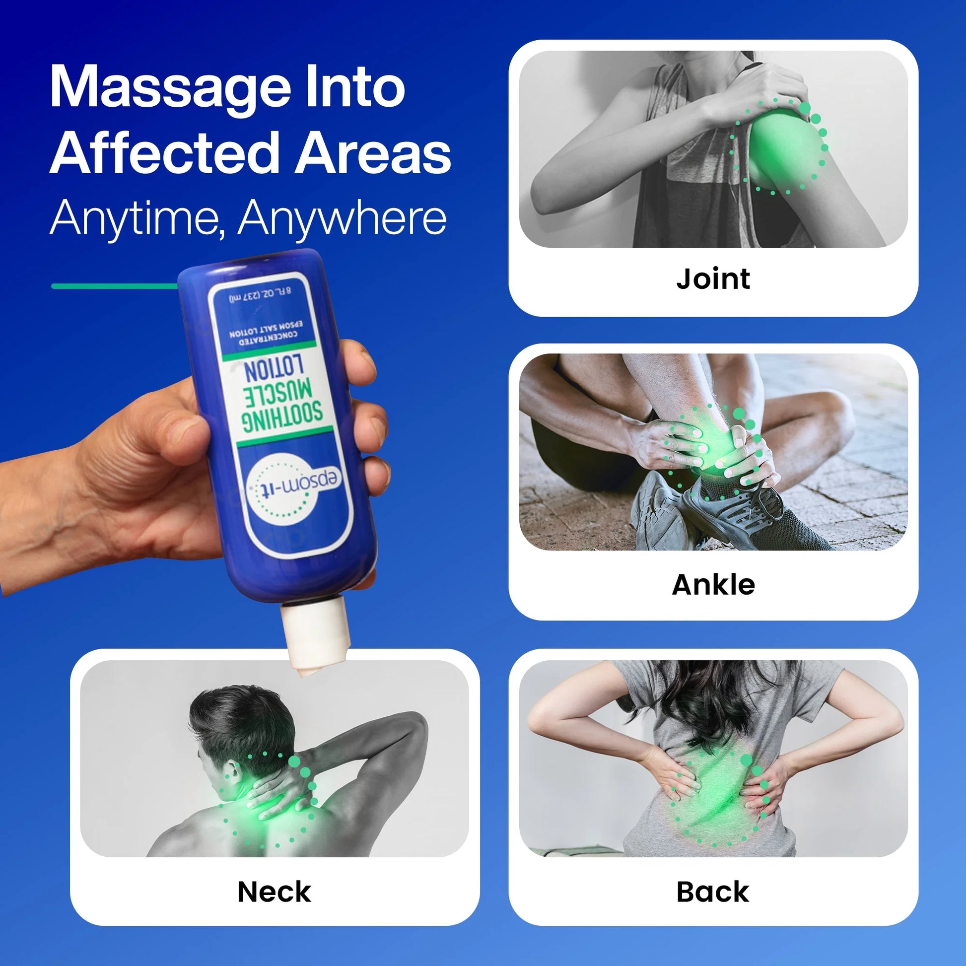 (4 Pack)  Soothing Muscle Lotion with Magnesium Sulfate and Arnica, 8 Oz