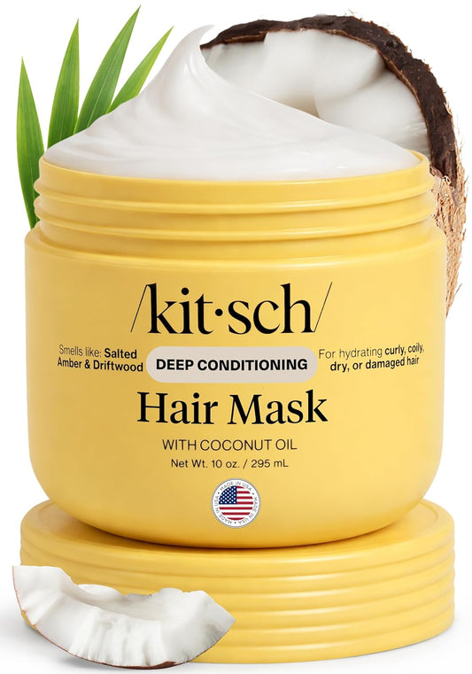 Moisturizing Hair Mask for Damaged Hair – Coconut Oil Deep Conditioner for Women – Curly Hair Products Friendly – Frizz-Reducing Hair Care Treatment for Curly, Coily & All Hair Types – 10 Oz