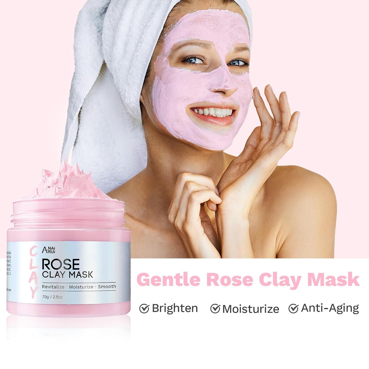 3 Pack Clay Mask Set Turmeric Vitamin C Clay Mask -Rose Facial Mask -Avocado Green Tea Mud Mask Smoothing, Hydration & Glow,Spa Gift Set, Self Care for Women Teens 2.5 Oz Each
