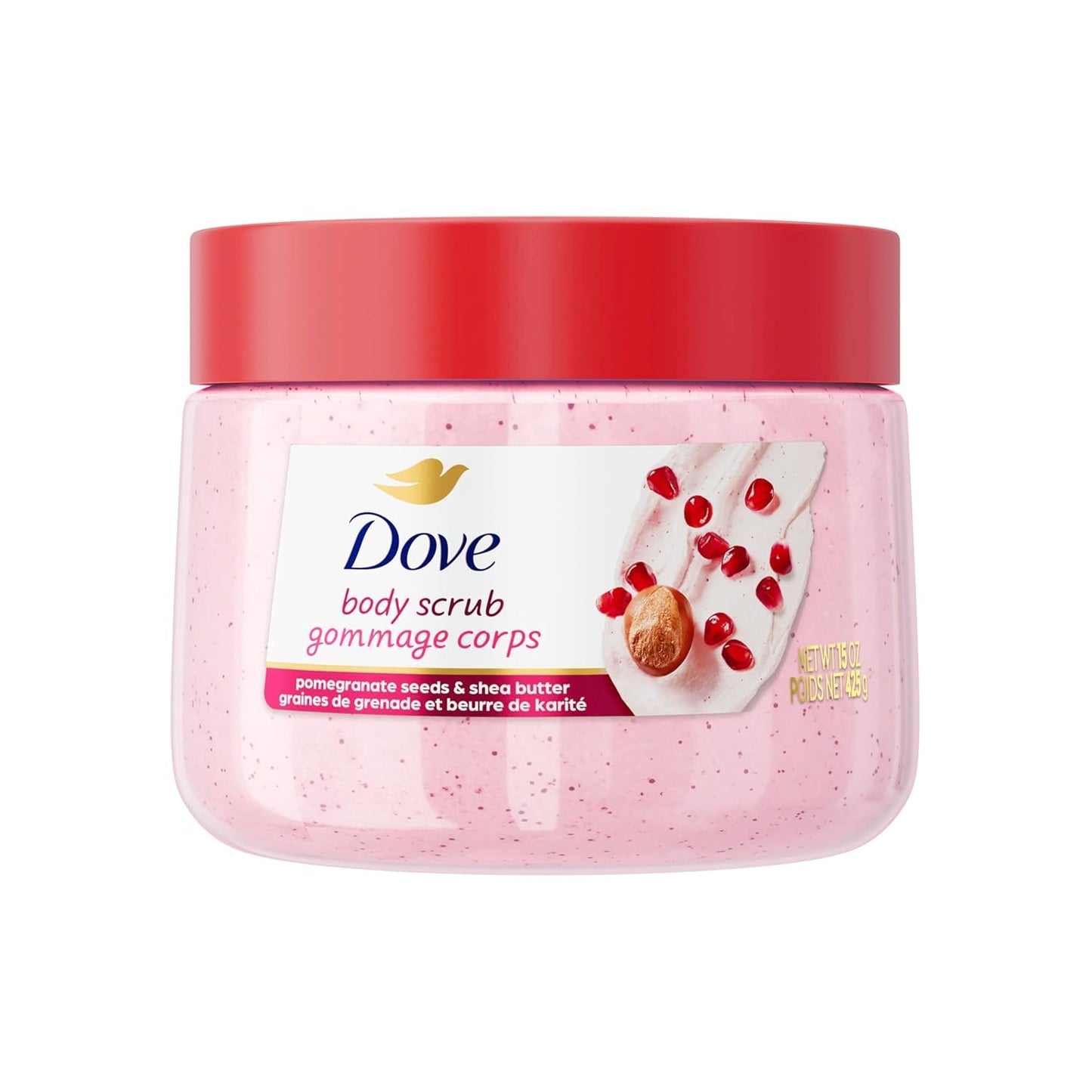 Dove Himalayan Salt & Rose Oil Body Scrub Exfoliates and Deeply Nourishes for Smooth, Radiant Skin 15 Oz