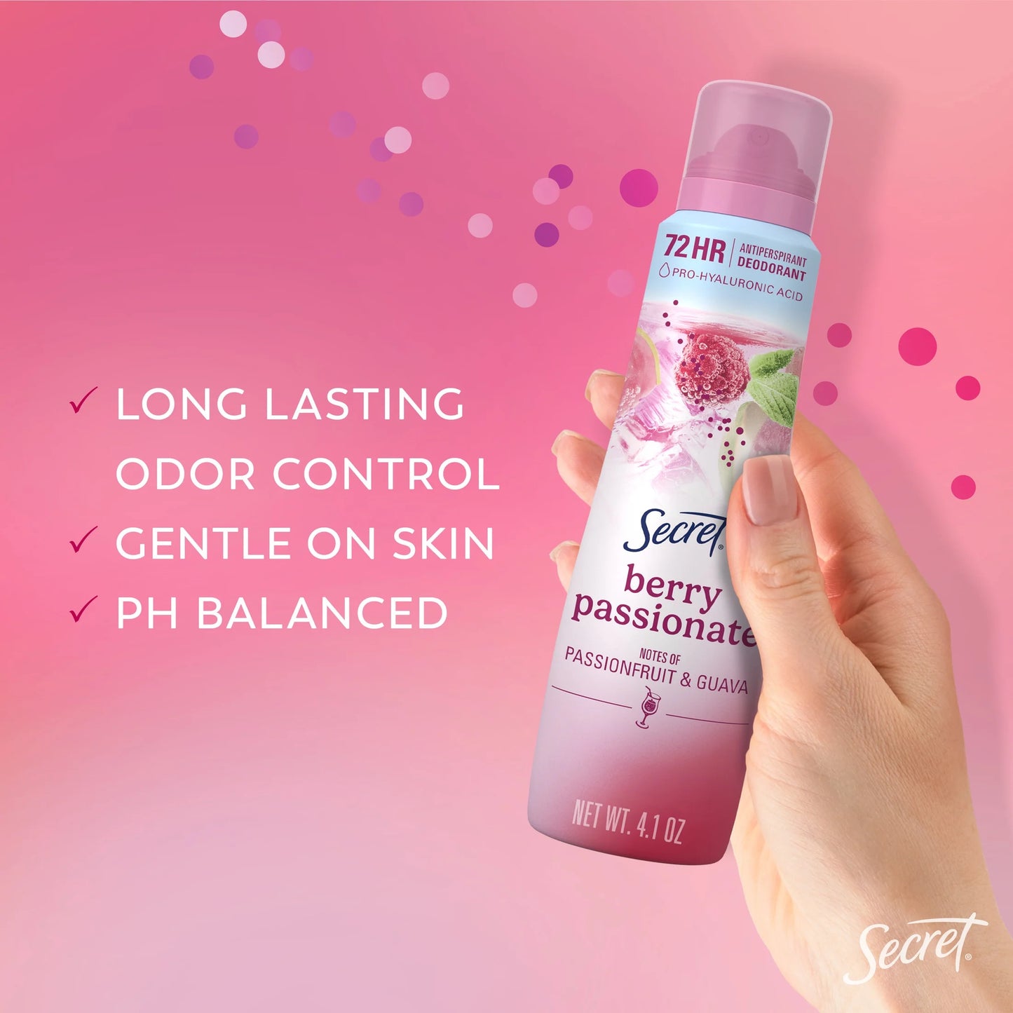 Dry Spray Antiperspirant Deodorant for Women, Berry Passionate, 4.1Oz