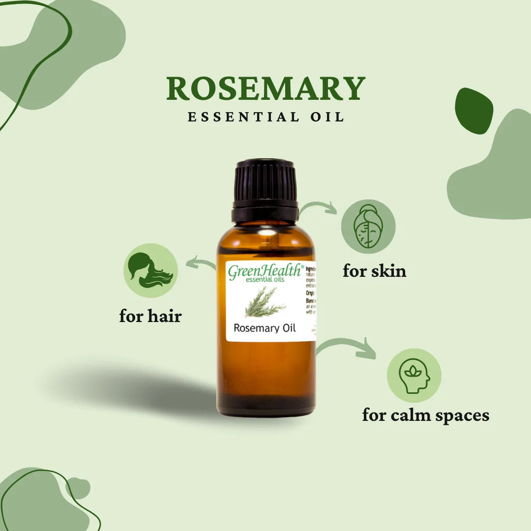 Rosemary Essential Oil - 1 Fl Oz (30 Ml) Glass Bottle W/ Euro Dropper - 100% Pure Essential Oil by