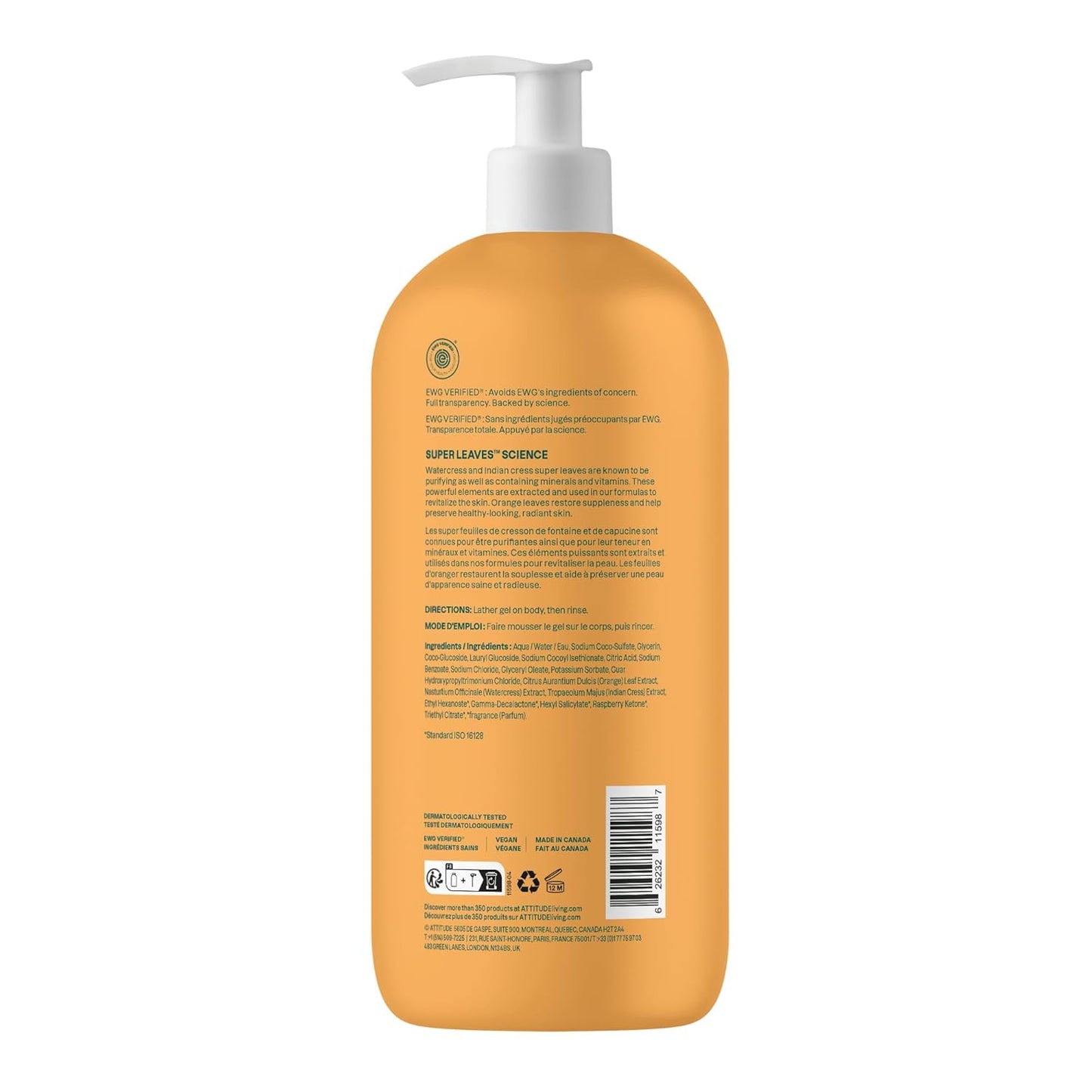 Body Wash, EWG Verified Shower Gel, Dermatologically Tested, Plant and Mineral-Based, Vegan Personal Care Products, Orange Blossom & Eucalyptus, 32 Fl Oz
