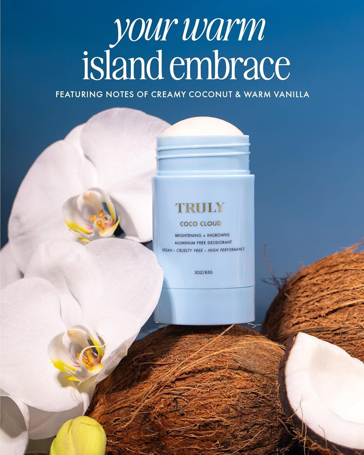 Truly Beauty Coco Cloud Deodorant | Targets Body Odor, Ingrown Hairs & Discoloration | Gentle, Aluminum-Free Deodorant | Made with Coconut Oil & Mandelic Acid | Coconut & Vanilla Scent | (3 Oz)