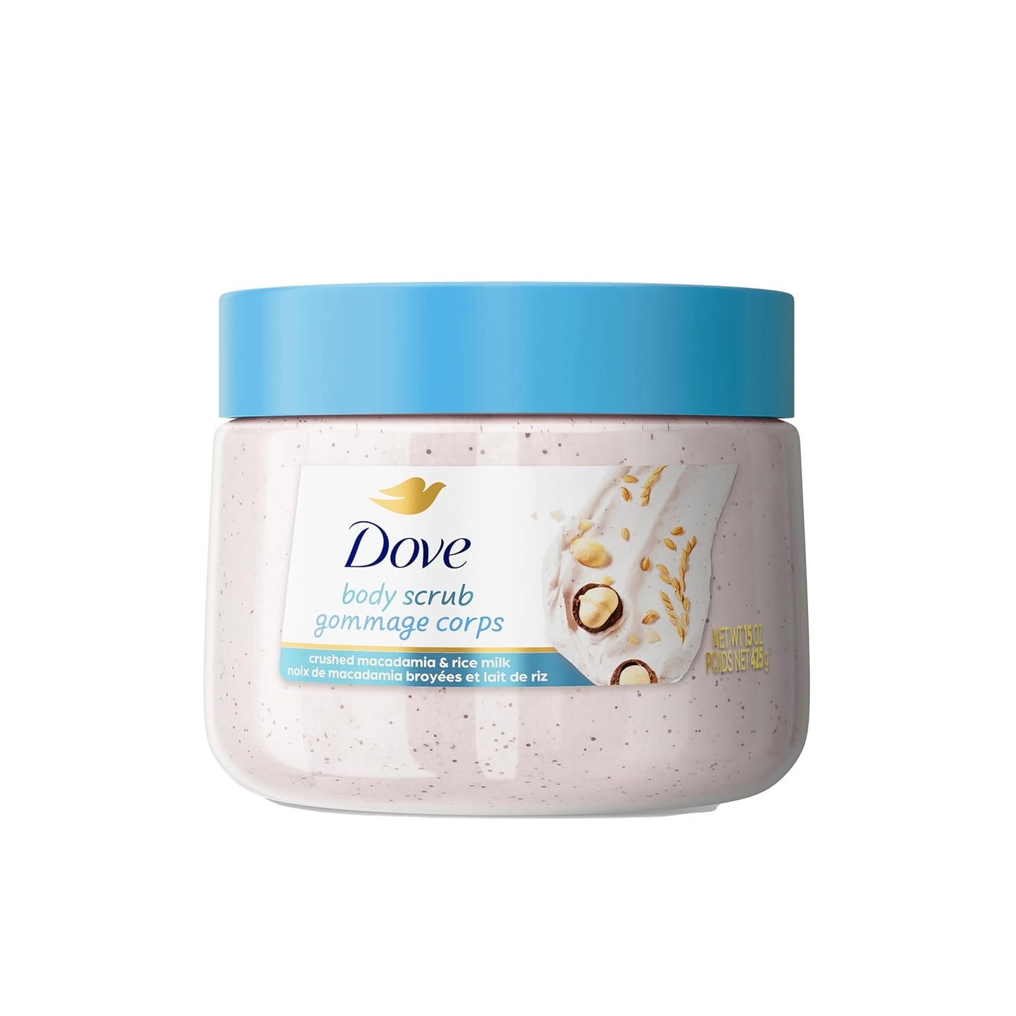 Dove Himalayan Salt & Rose Oil Body Scrub Exfoliates and Deeply Nourishes for Smooth, Radiant Skin 15 Oz
