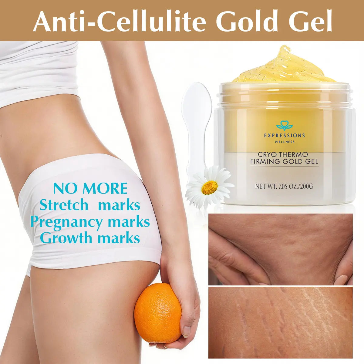 15-Day Fast-Acting anti Cellulite Sculpting & Tightening Burn Gold Massage Cream | Cryo Thermo Firming Gold Gel for Belly Thigh but & Arm| Welleness，Refreshing Formula | Unisex Body Contouring Treatment for Men & Women |200 G Mothersdaygift