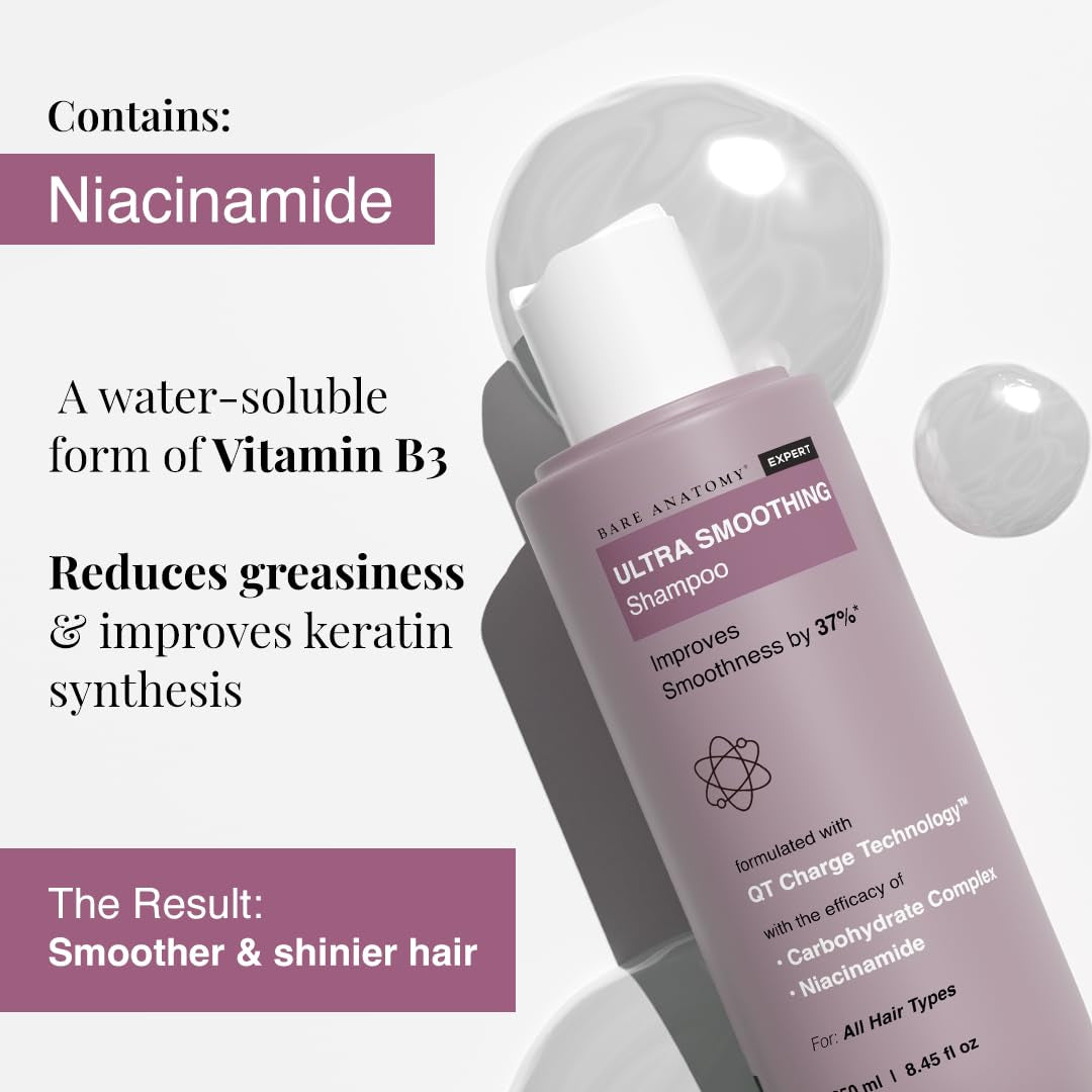 Ultra Smoothing Hair Shampoo | Restores Smoothing & Texture by 27% | Dry & Frizzy Hair | Paraben & Sulfate Free | for Women & Men | 250Ml