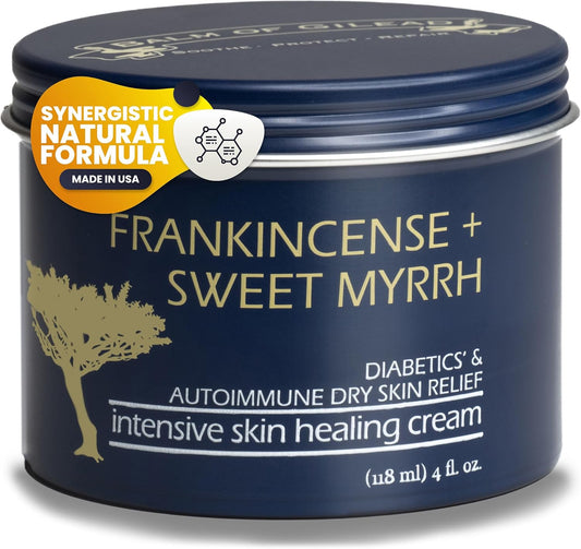 Foot Healing Cream – Frankincense & Sweet Myrrh Moisturizer for Sensitive Skin - Relieving Foot Therapy & Diabetic Skin Healing - Deeply Nourishing & Synergistic Cream