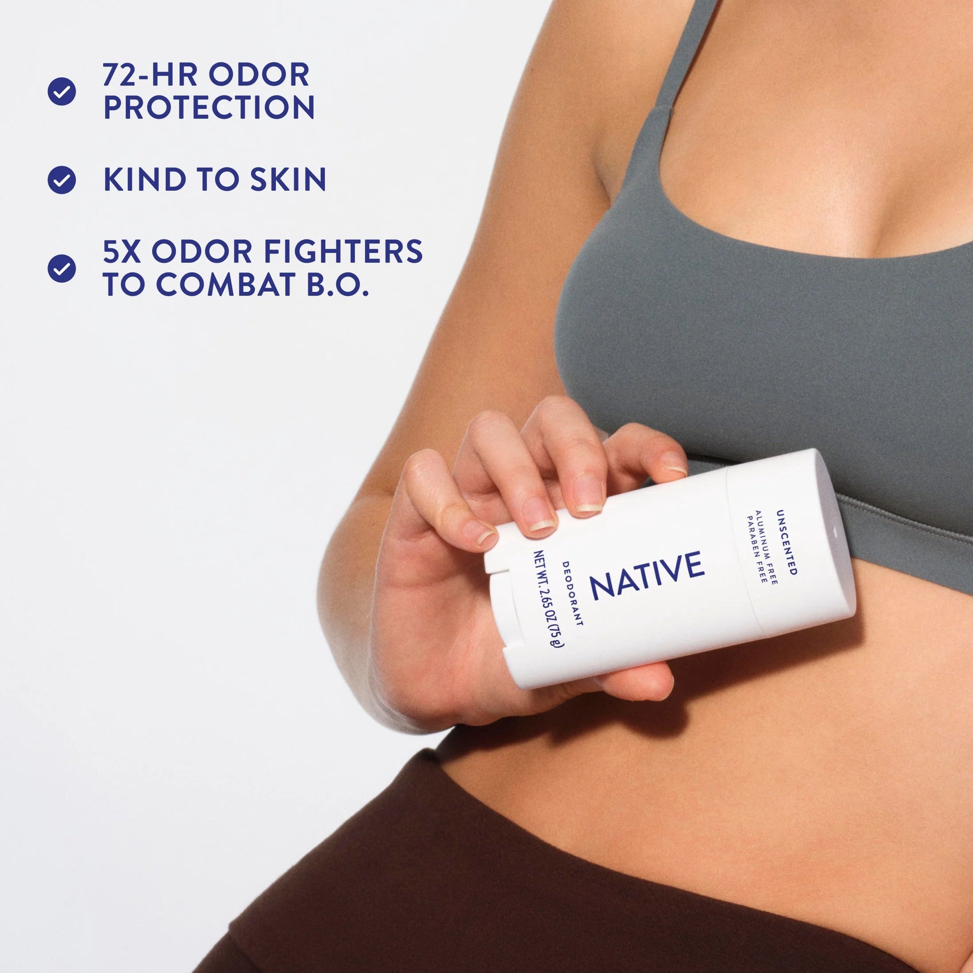 Fragrance Free Deodorant for Men & Women, 72 Hour Solid Deodorant Stick, Unscented, 2.65Oz