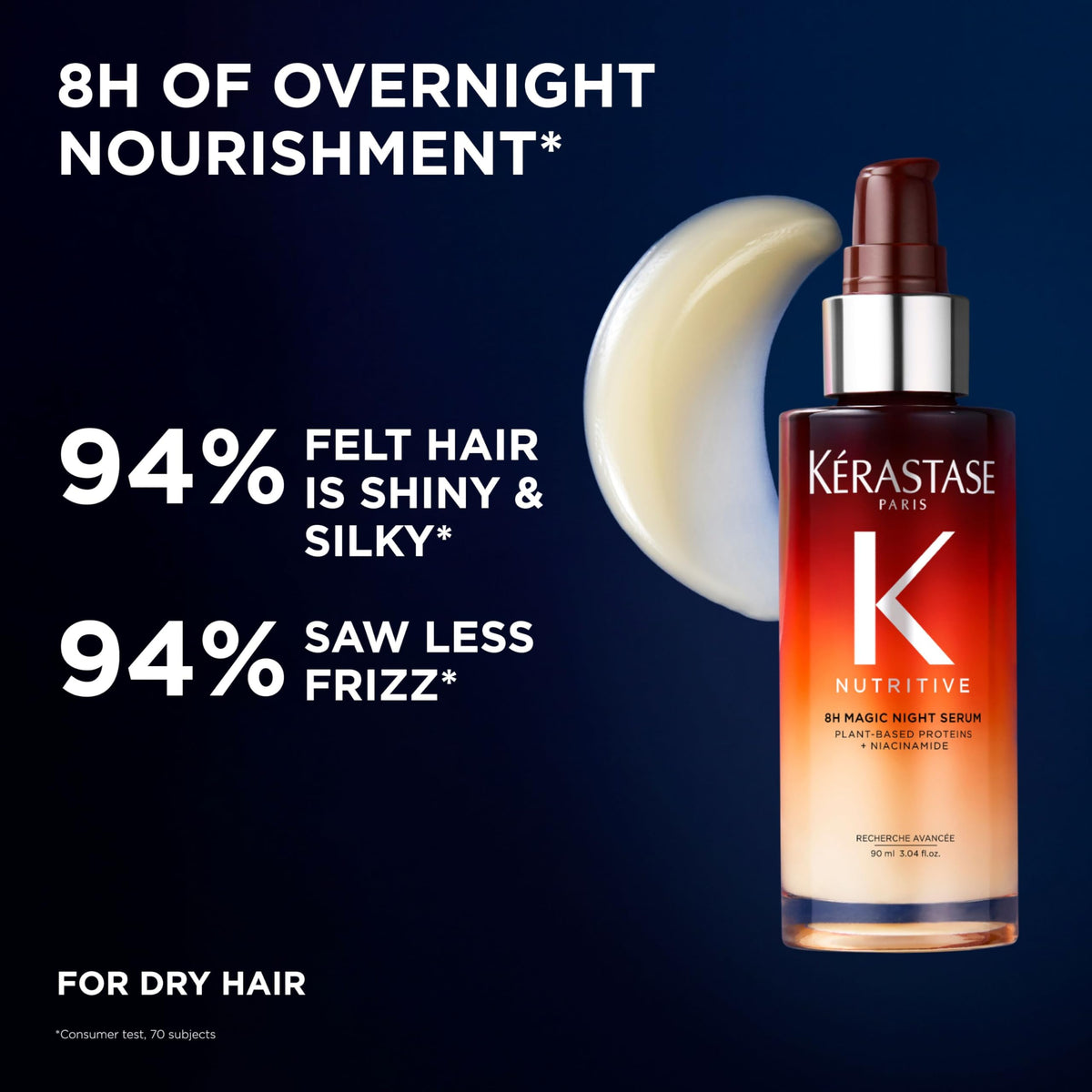 Kerastase Nutritive 8H Magic Night Serum - Overnight Treatment for Dry Hair, Enhances Shine, Nourishes and Reduces Frizz, With Plant-Based Proteins