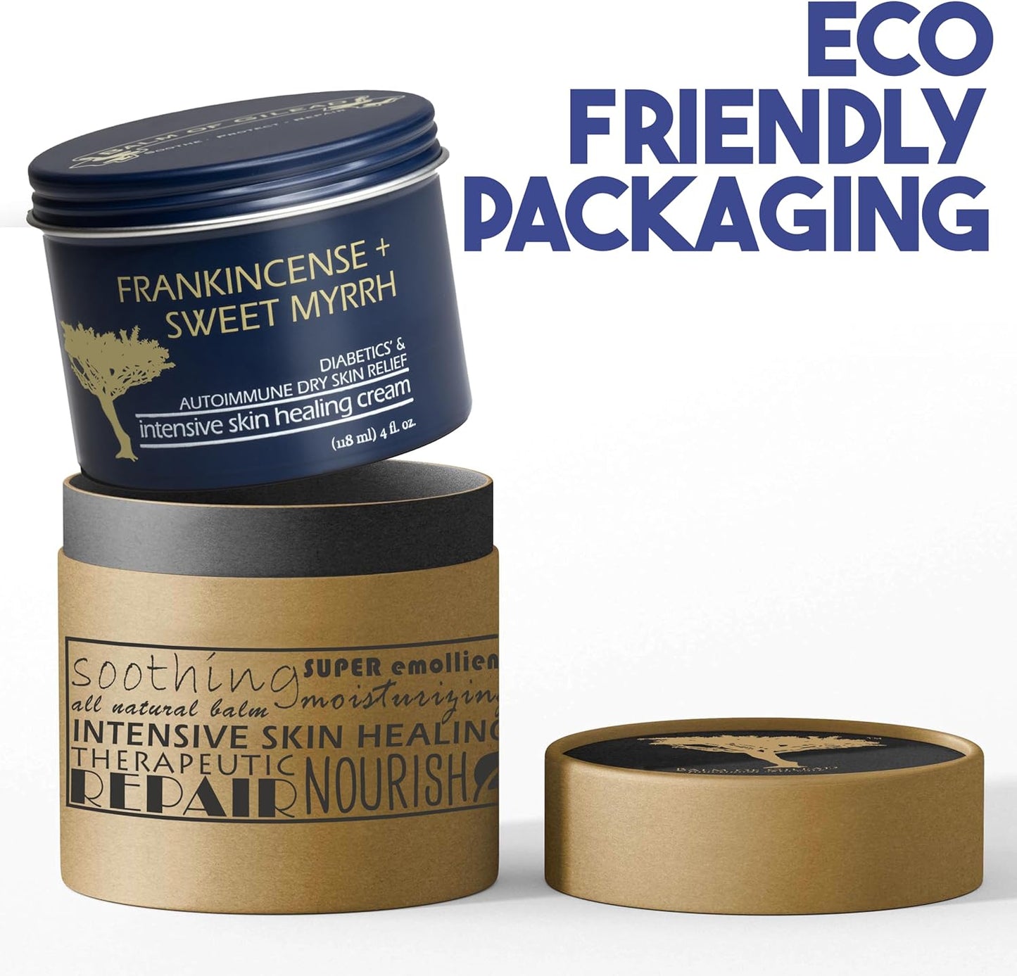 Foot Healing Cream – Frankincense & Sweet Myrrh Moisturizer for Sensitive Skin - Relieving Foot Therapy & Diabetic Skin Healing - Deeply Nourishing & Synergistic Cream