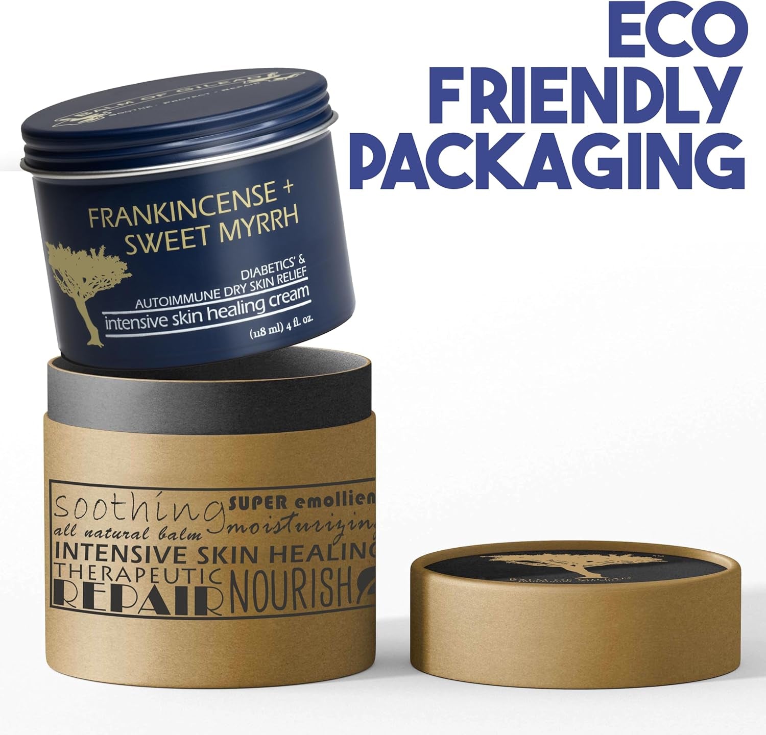 Foot Healing Cream – Frankincense & Sweet Myrrh Moisturizer for Sensitive Skin - Relieving Foot Therapy & Diabetic Skin Healing - Deeply Nourishing & Synergistic Cream