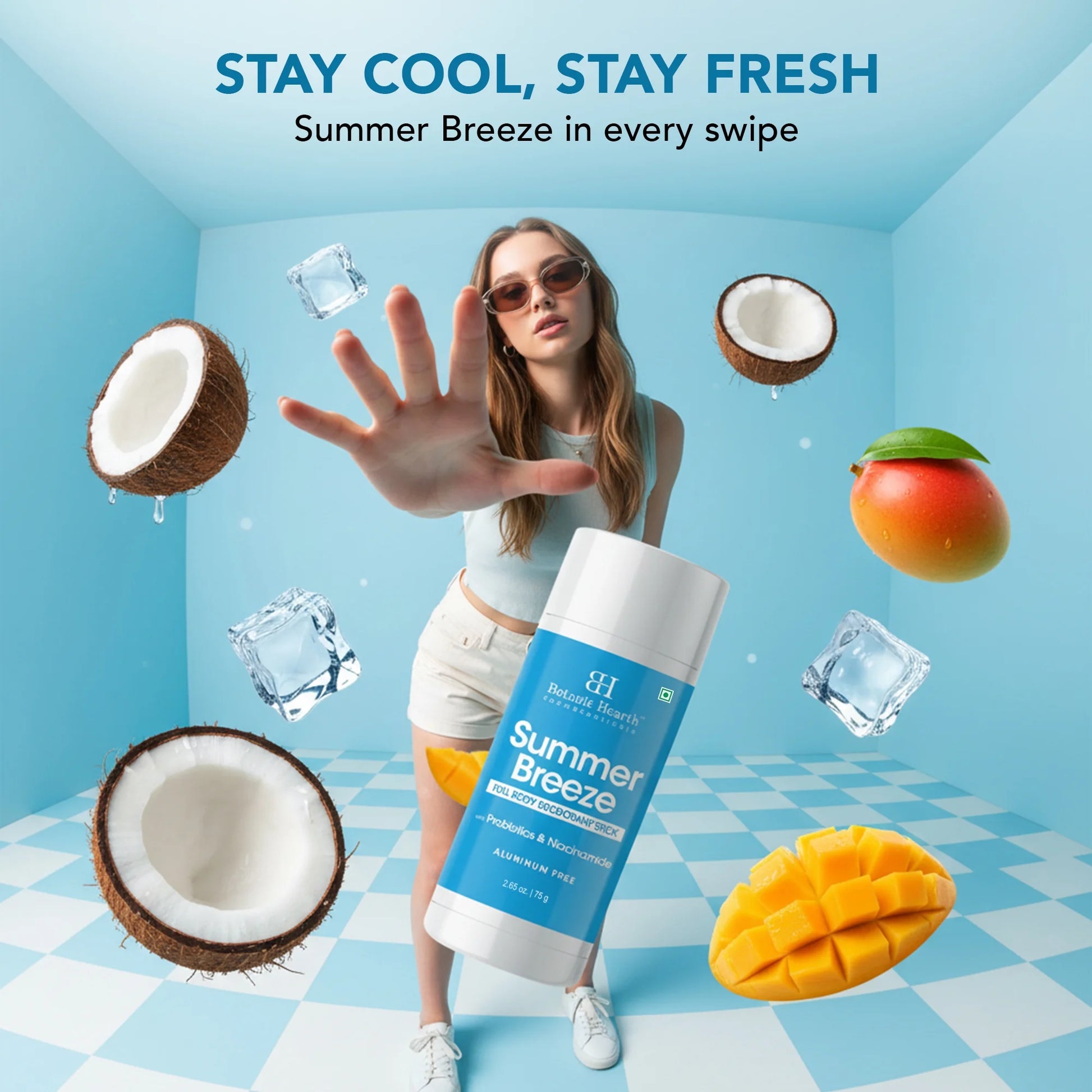 Summer Breeze Full Body Deodorant Stick with Probiotics & Niacinamide, Aluminum Free, 2.65 Fl Oz (75 G), Natural Deodorant for Men & Women