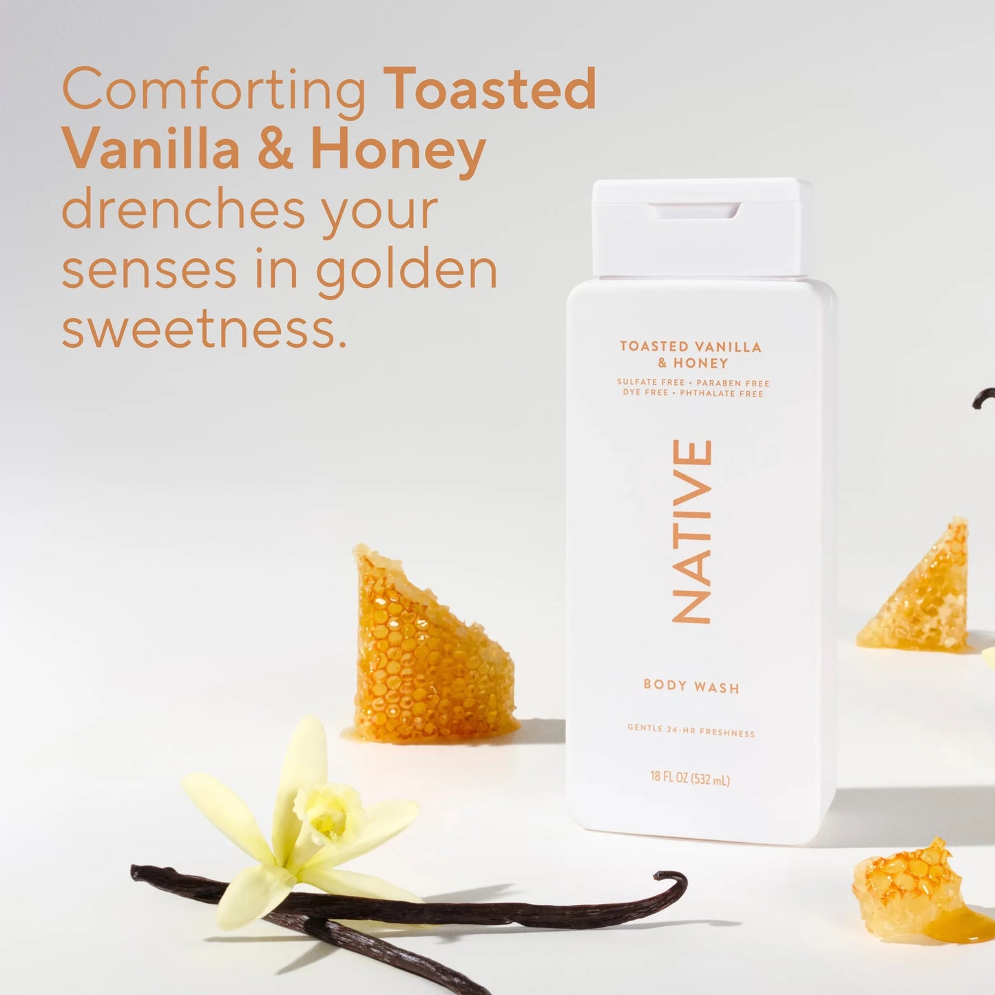 Body Wash Toasted Vanilla & Honey, 18Oz