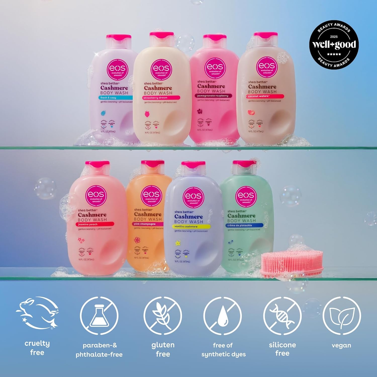 Body Wash, Vanilla, Moisturizing Creamy Gel Formula with Shea Butter, Glycerin, Vitamin E, Ph Balanced, Sensitive Skin, Vegan, 16 Fl Oz
