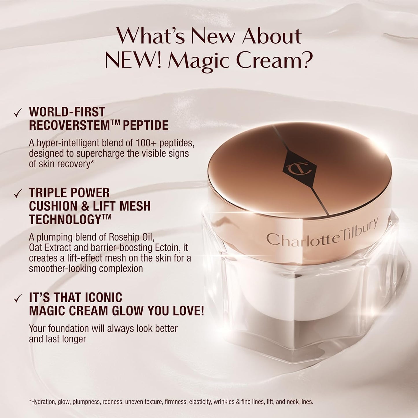 Magic Cream Face Moisturizer - Firming & Hydrating Face Cream to Create a Smoother-Looking Base for Makeup - Enriched with Vitamins C & E, Peptide Complex & Hyaluronic Acid