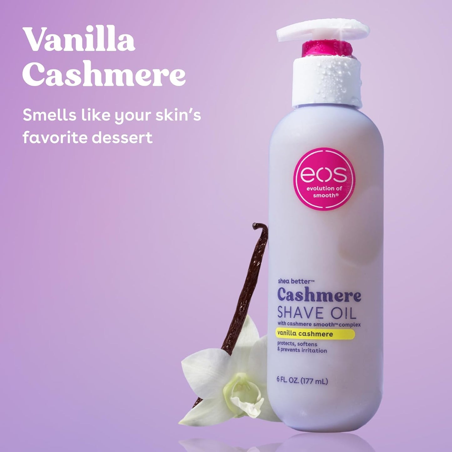 Cashmere Shave Oil – Vanilla Cashmere, Moisturizing Shave Oil with Shea Butter & Glycerin, Helps Prevents Irritation & Razor Burn, Vegan, 6 Fl Oz