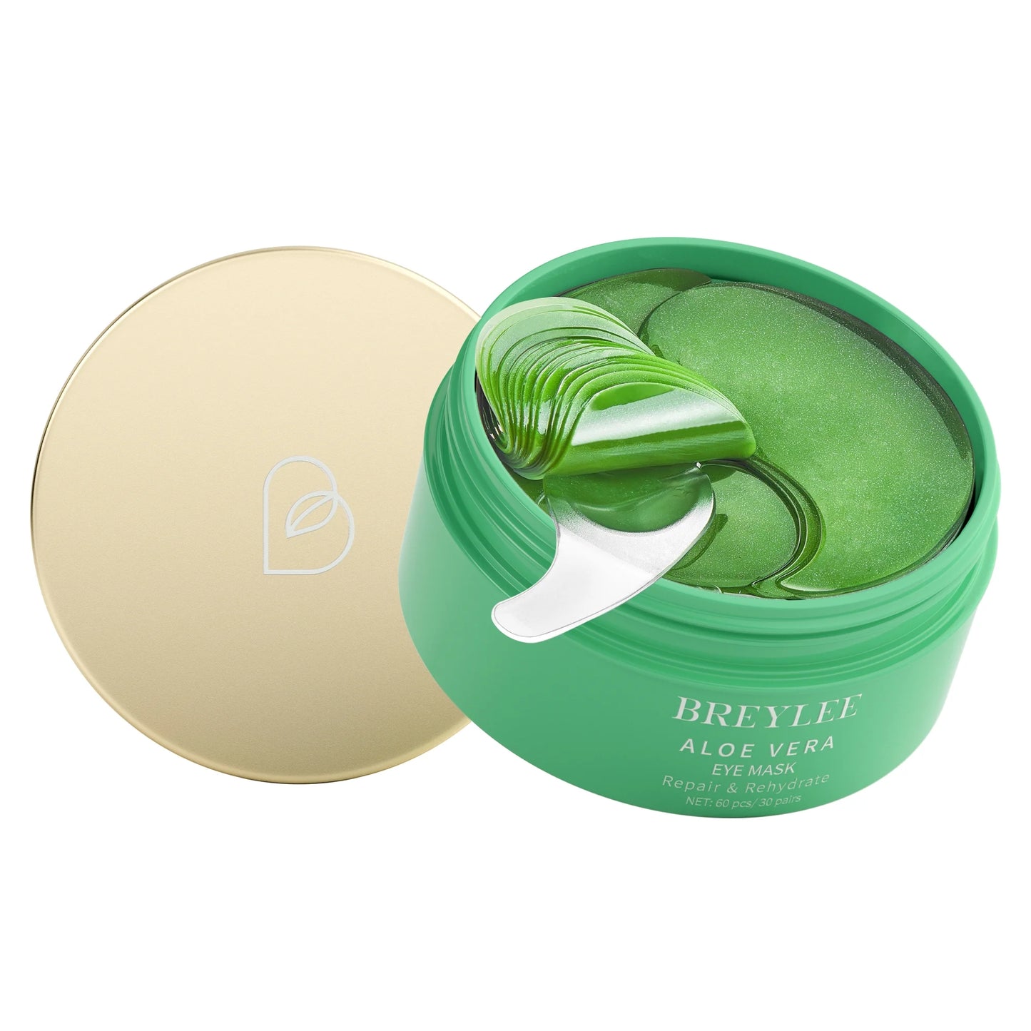 Natural Aloe Vera Eye Mask, 30 Pairs, Anti-Wrinkle Face Care for Dark Circles and Puffiness