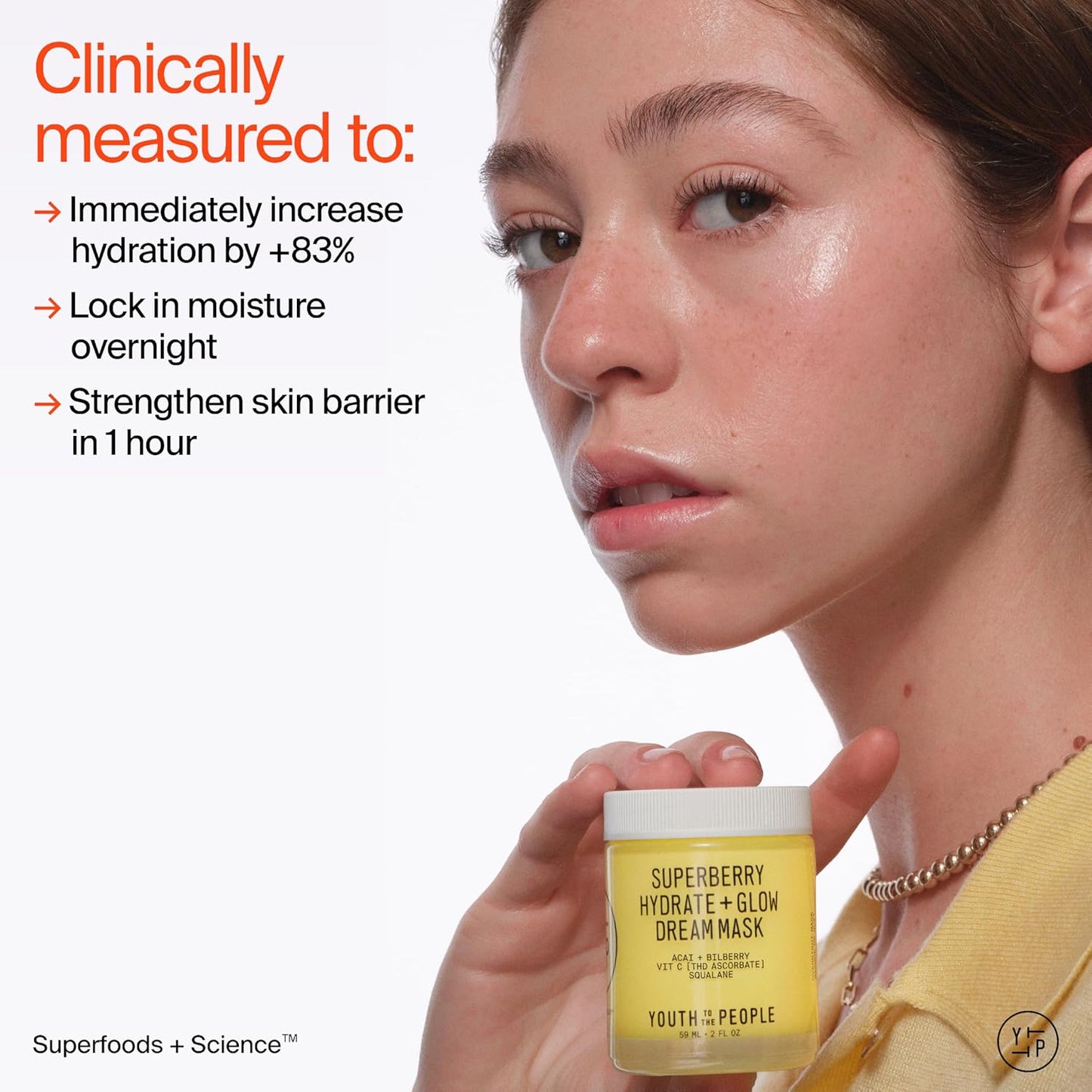 Superberry Hydrate + Glow Dream Mask - Hyaluronic Acid, Squalane, Vitamin C, Face Moisturizer + Overnight Facial, Non-Greasy, Plumps, Brightens, Evens Tone, for Dry + Dull Skin