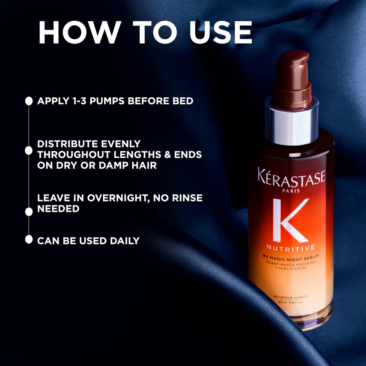 Kerastase Nutritive 8H Magic Night Serum - Overnight Treatment for Dry Hair, Enhances Shine, Nourishes and Reduces Frizz, With Plant-Based Proteins