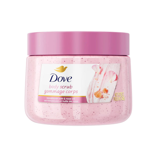 Dove Himalayan Salt & Rose Oil Body Scrub Exfoliates and Deeply Nourishes for Smooth, Radiant Skin 15 Oz