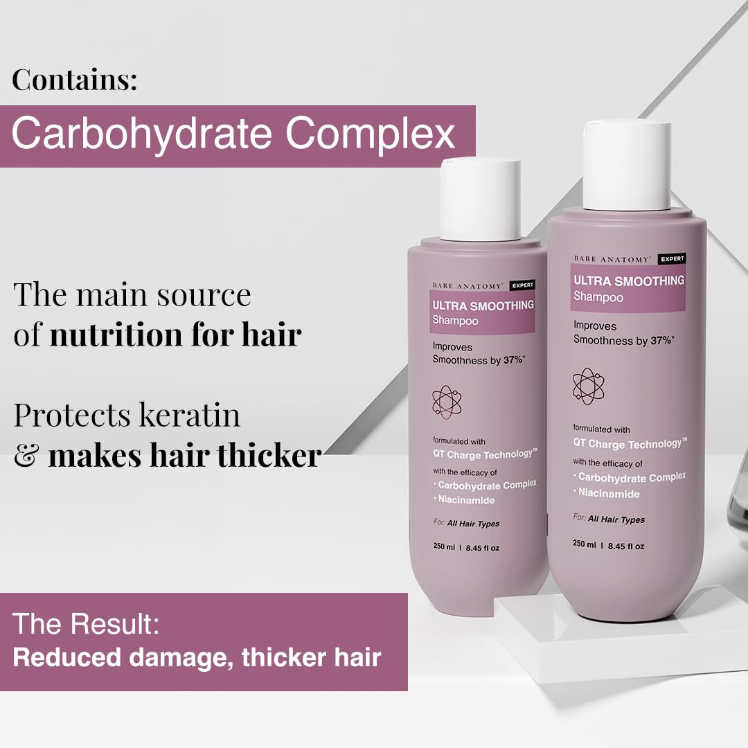 Ultra Smoothing Hair Shampoo | Restores Smoothing & Texture by 27% | Dry & Frizzy Hair | Paraben & Sulfate Free | for Women & Men | 250Ml