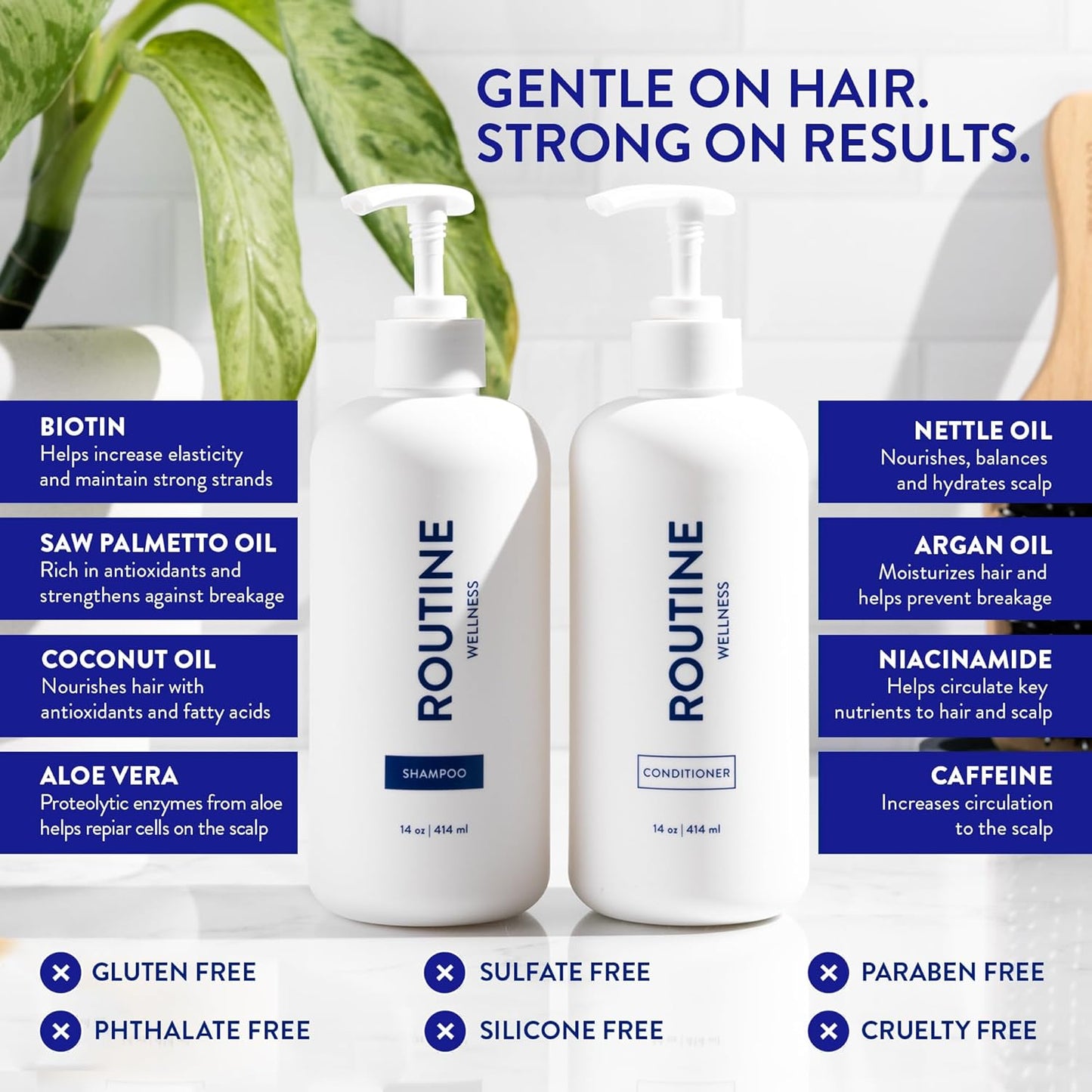 Anti-Thinning Shampoo and Conditioner Set for Thinning Hair - Biotin DHT Blocker Women & Men - Color Safe Shampoo for Hair Loss & Healthier Hair - Coconut & Vanilla (Pack of 2)