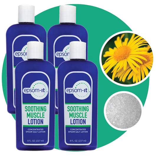 (4 Pack)  Soothing Muscle Lotion with Magnesium Sulfate and Arnica, 8 Oz