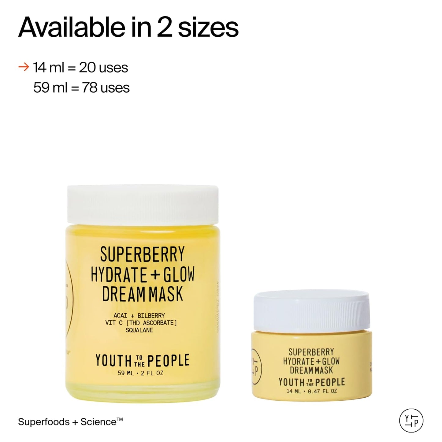 Superberry Hydrate + Glow Dream Mask - Hyaluronic Acid, Squalane, Vitamin C, Face Moisturizer + Overnight Facial, Non-Greasy, Plumps, Brightens, Evens Tone, for Dry + Dull Skin