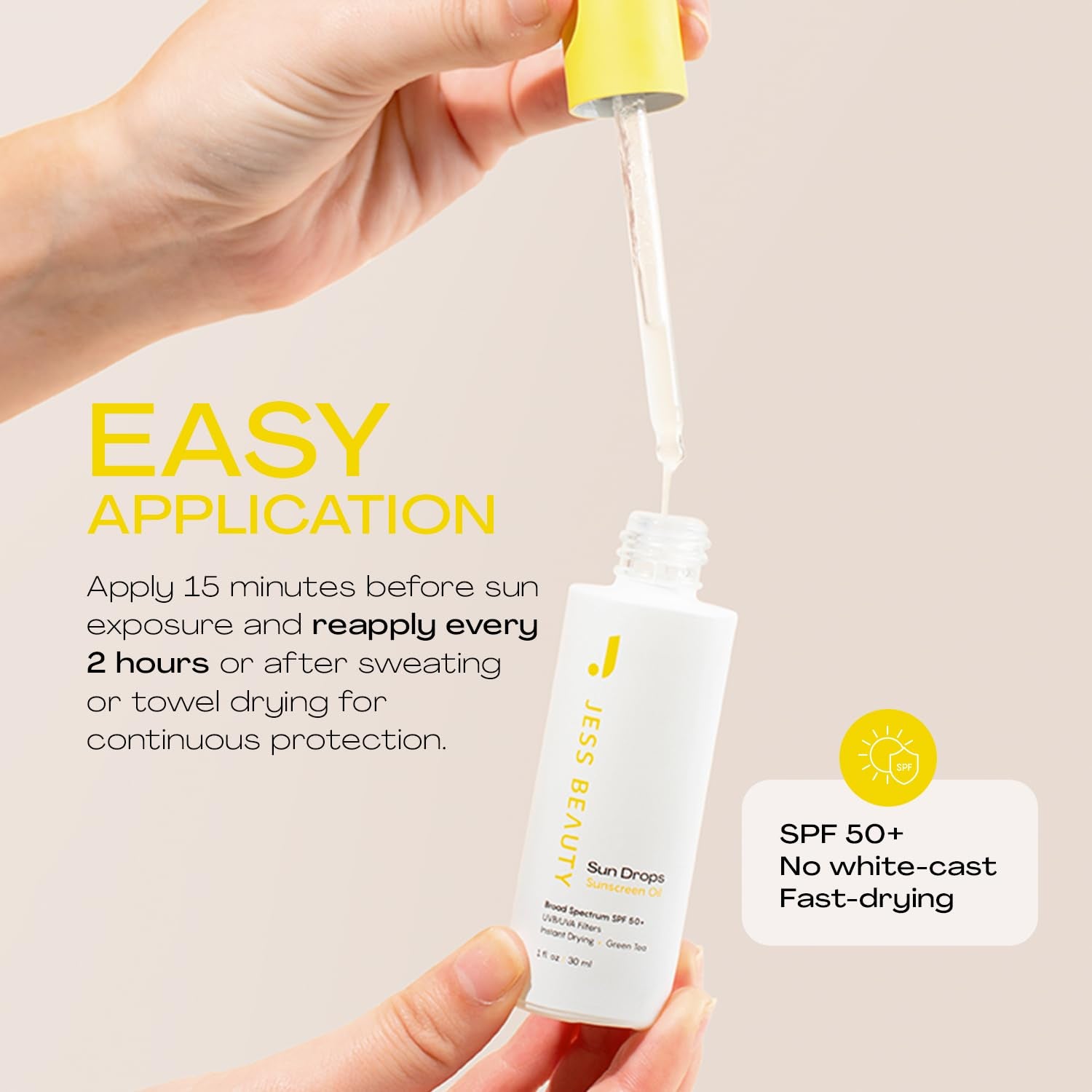 | Face Sunscreen Sun Drops SPF 50 Skin Care Oil with Camellia Sinensis & Squalane | Skincare Fast Drying 1 Fl. Oz