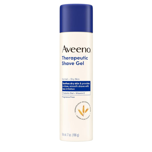 Aveeno Therapeutic Shave Gel with Oat and Vitamin E to Help Prevent Nicks and Cuts, Soothes Dry Skin and Provides a Close, Smooth Shave with Less Irritation, Fragrance-Free, 7 Oz