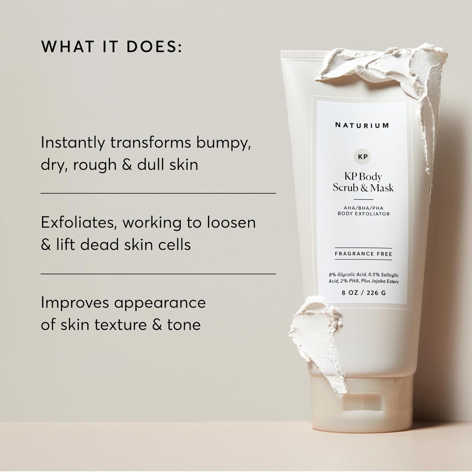 KP Body Scrub & Mask for Keratosis Pilaris, Bump Eraser Shower Scrub & Exfoliator for Skin, 8 Oz