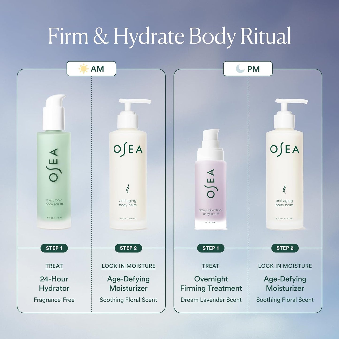 Firm & Hydrate Body Trio – Firming & Hydrating Gift Set with Anti-Aging Balm, Hyaluronic Serum & Travel Size Dream Bio-Retinol Serum