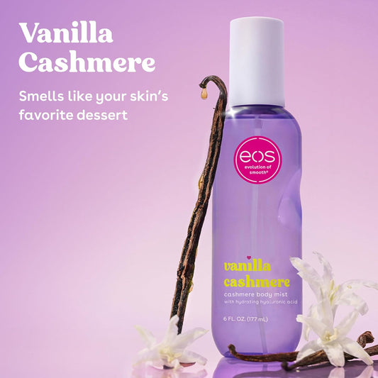Cashmere Body Mist, Vanilla Cashmere, Soft Musk, Cozy Caramel, Hair Mist, Body Spray for Women Moisturizing, Hyaluronic Acid, Vanilla Body Spray, Vegan, Cruelty-Free, 6 Fl Oz