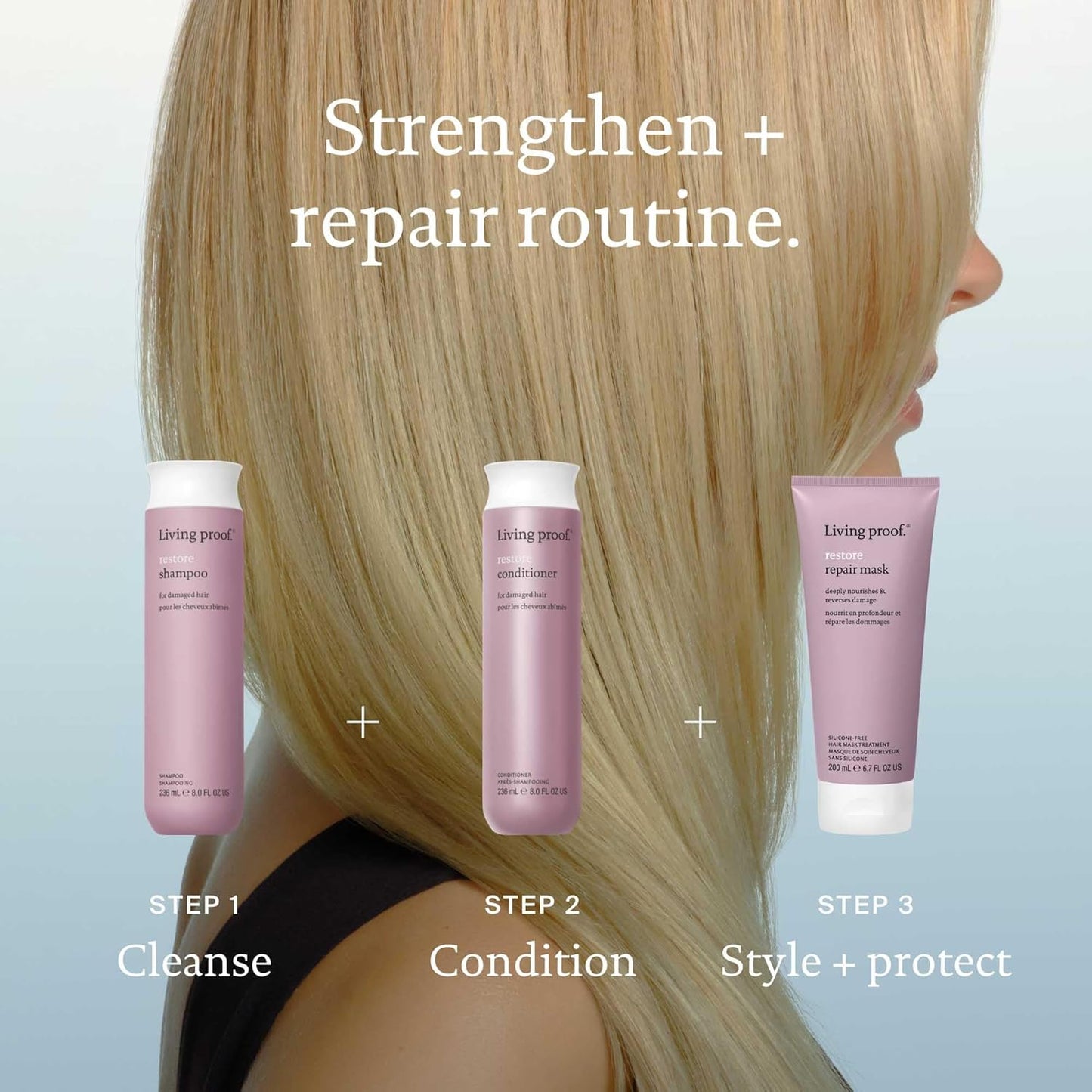 Restore Shampoo, Sulfate Free, Repairs Damaged or Dry Hair, Strengthens, Reduces Breakage, Adds Shine, Softness, Manageability, Color Safe, Professional Salon Formula