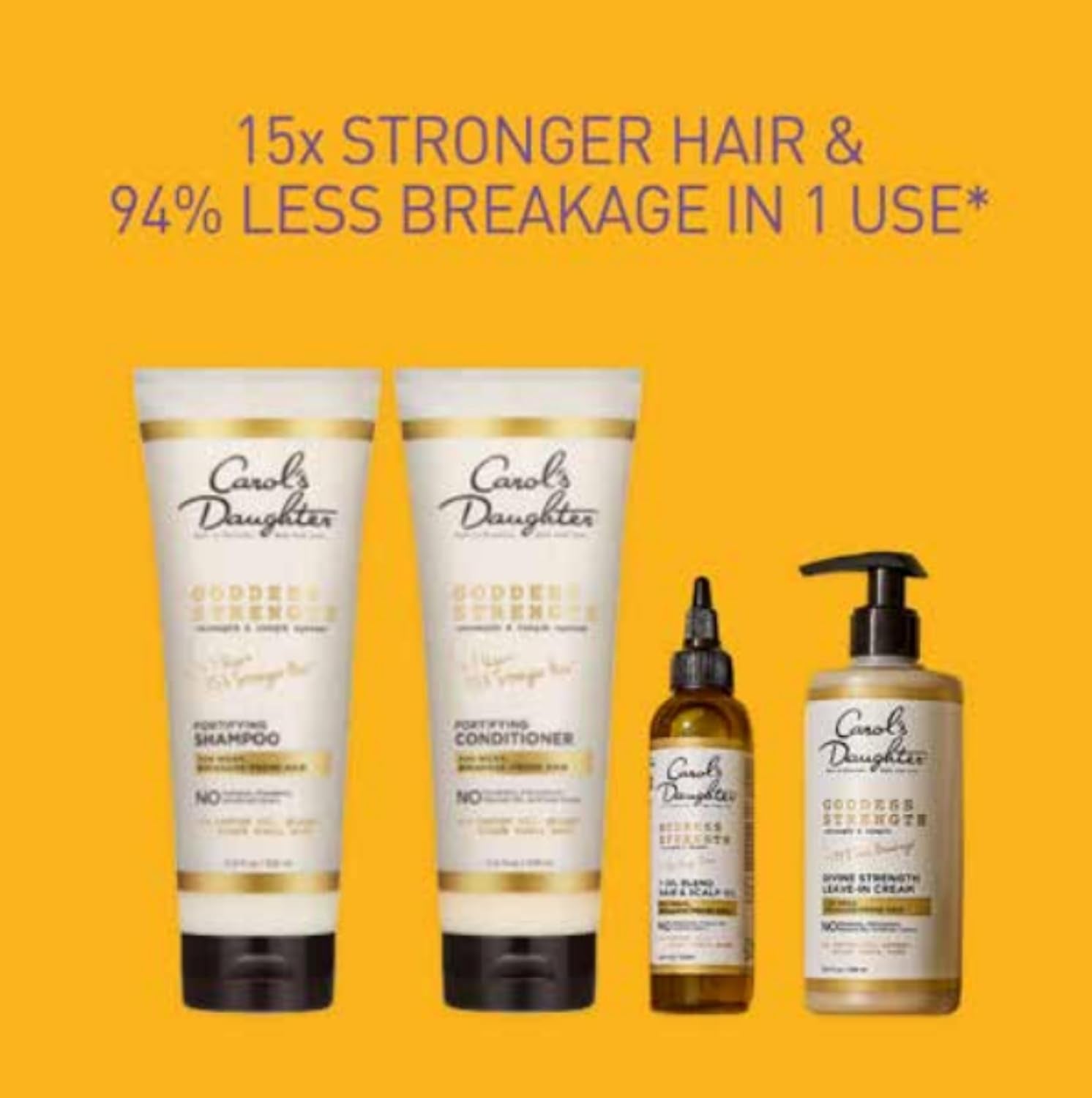 Goddess Strong Bundle: Hair Care Kit with Shampoo, Conditioner, Leave-In Treatment and Scalp Oil, 4 Items