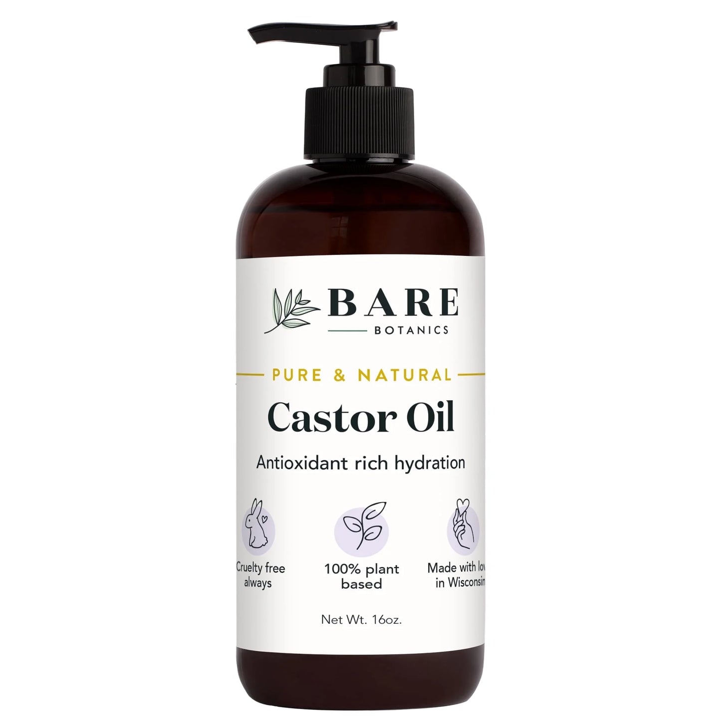 Expeller-Pressed Golden Castor Oil Body Oil 16 Oz