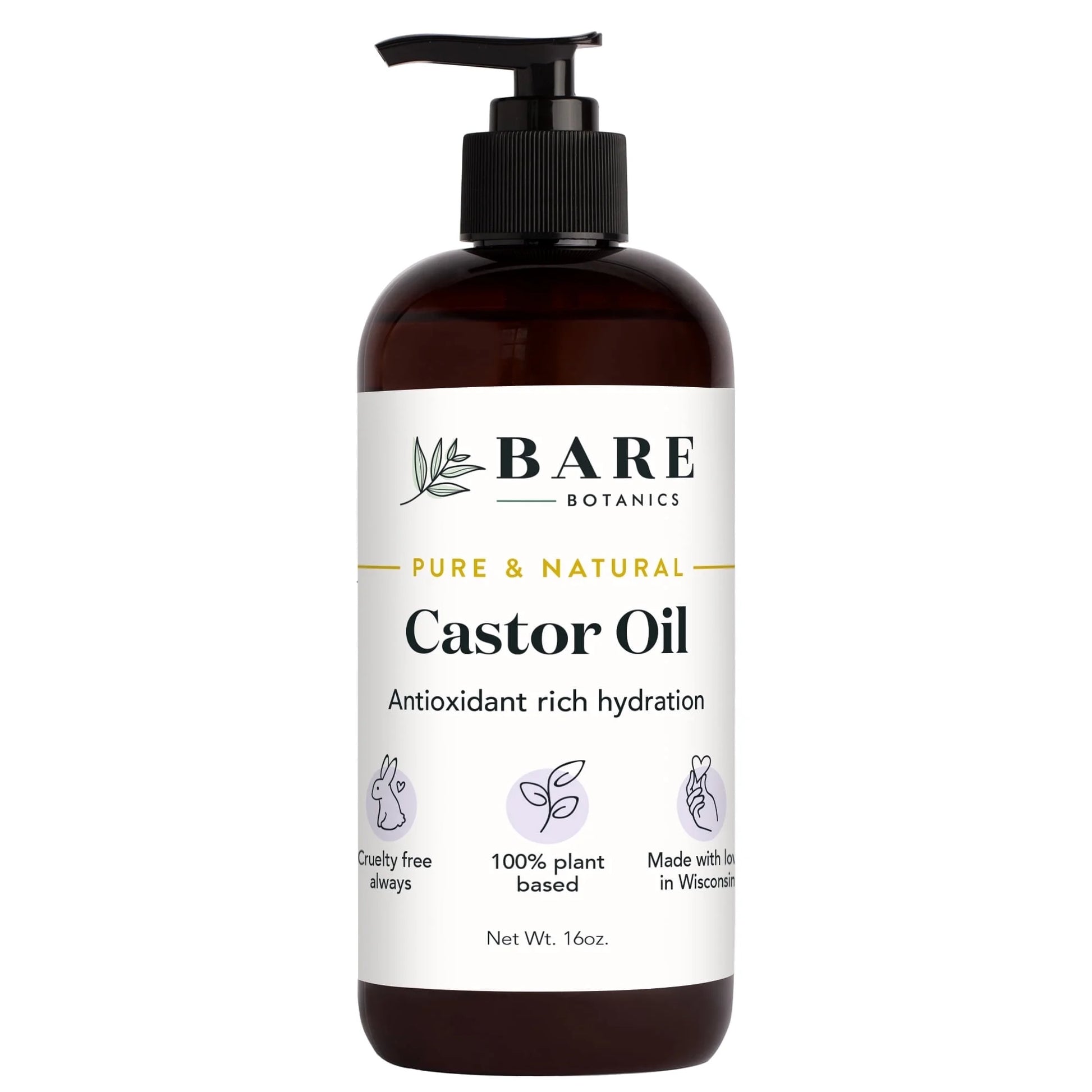Expeller-Pressed Golden Castor Oil Body Oil 16 Oz