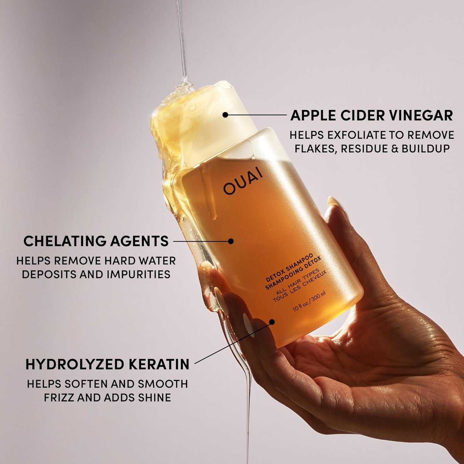 Detox Shampoo - Clarifying Shampoo for Build Up, Dirt, Oil, Product and Hard Water - Apple Cider Vinegar & Keratin for Clean, Refreshed Hair - Sulfate-Free Hair Care (16 Oz)