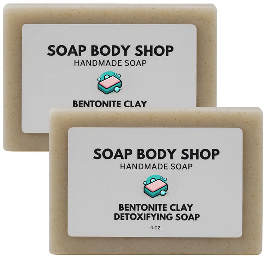 Bentonite Clay Detoxifying Soap,  Soap Bar, Body Soap Bars Moisturizing, Bentonite Clay Powder, Essential Oil Soap, Goat Milk Soap, 4 Oz. Bar (2 Pack)