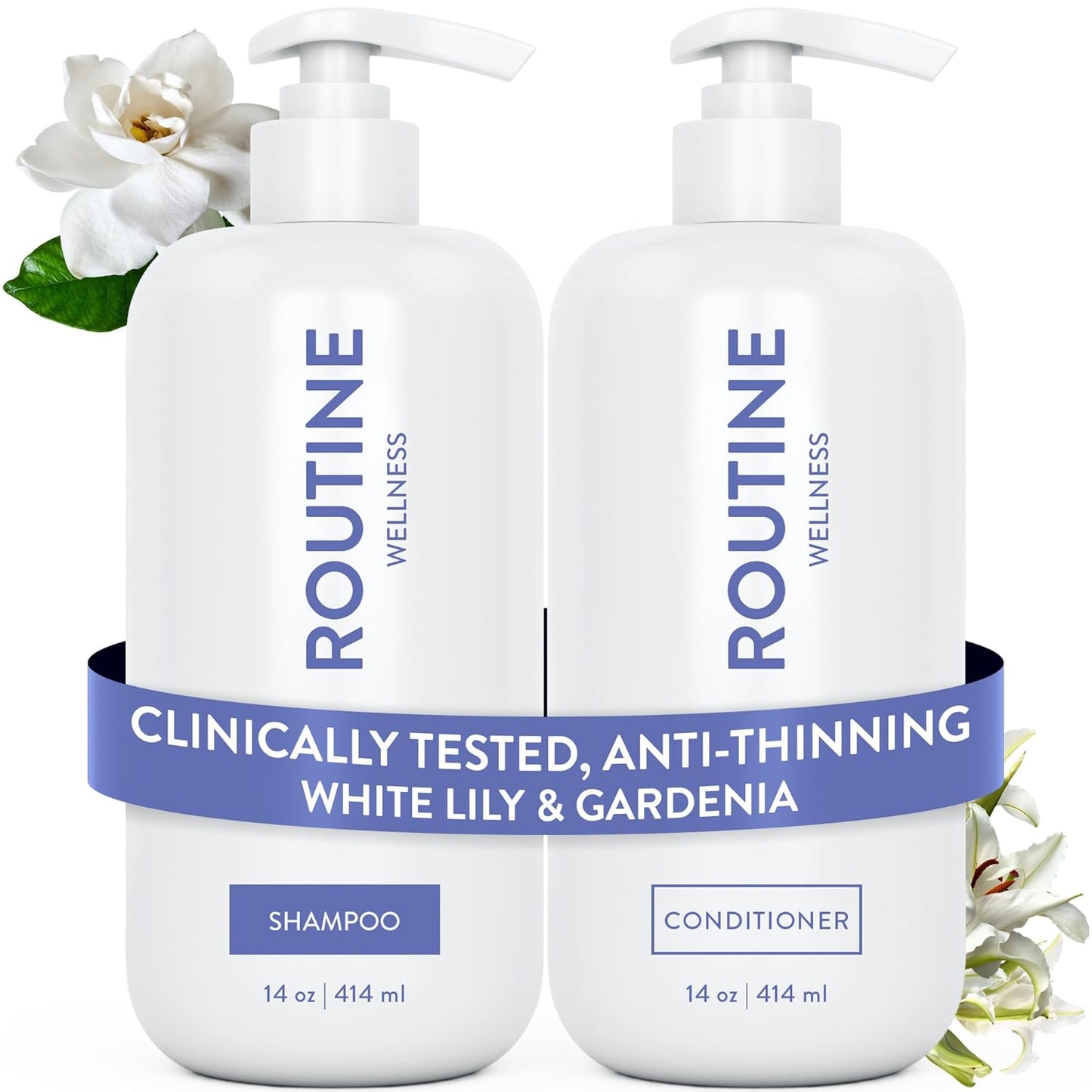Anti-Thinning Shampoo and Conditioner Set for Thinning Hair - Biotin DHT Blocker Women & Men - Color Safe Shampoo for Hair Loss & Healthier Hair - Coconut & Vanilla (Pack of 2)